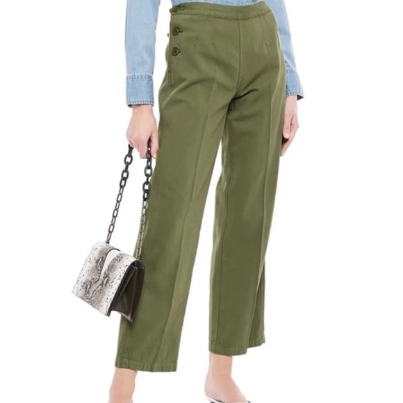 𝅺CURRENT Elliot khaki straight leg linen blend pants - Picture 1 of 9